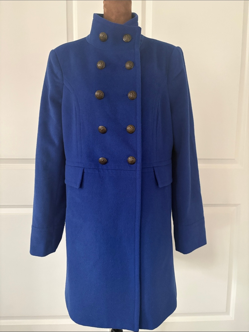 The Limited Royal Blue Brushed Wool Blend Military Peacoat - Large NWOT